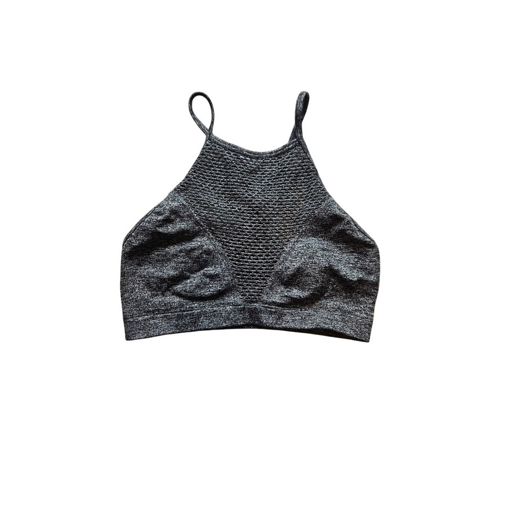 Victoria Sport Seamless High Neck Mesh Sports Bra Gray Heathered Racerback XS